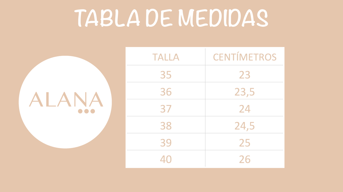 TABLA DE MEDIDAS
