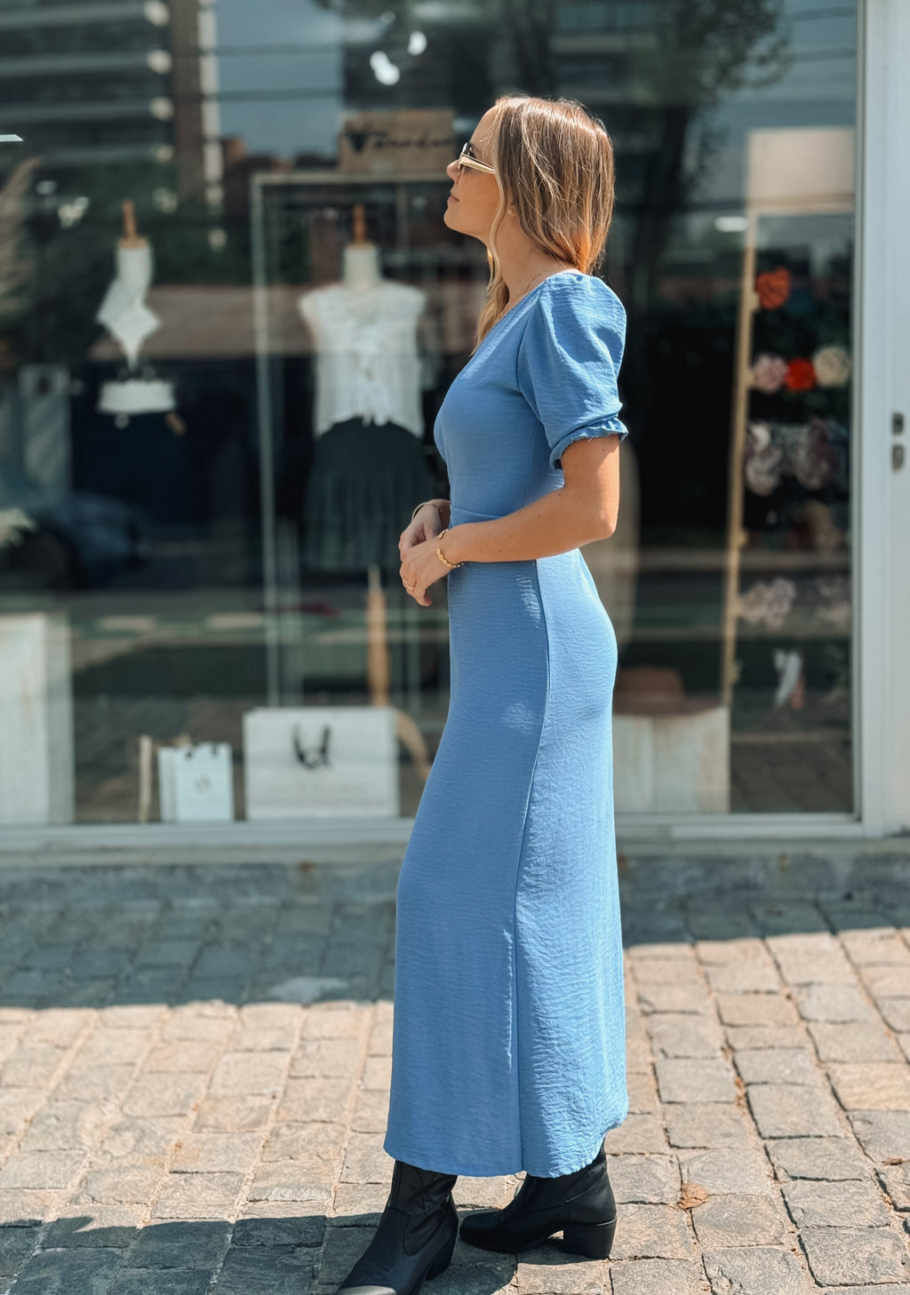 VESTIDO ASIMETRICO AZUL