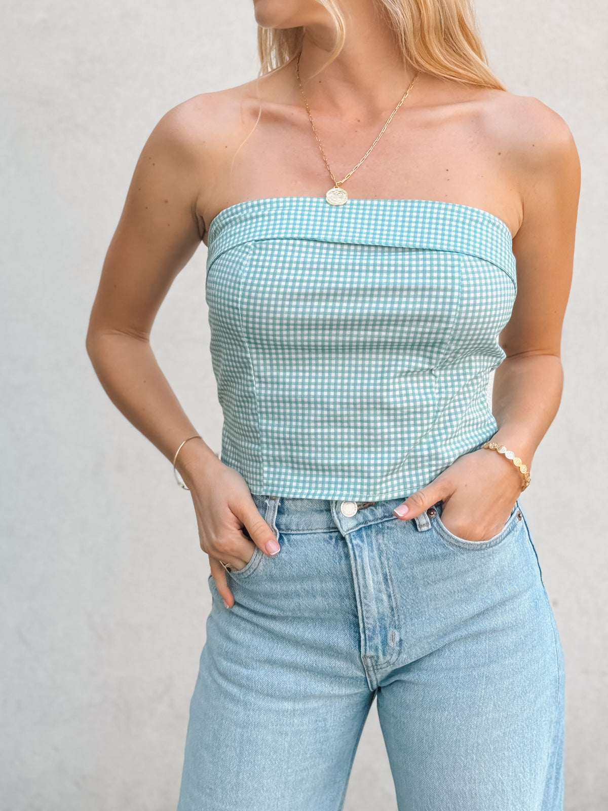 STRAPLESS VICHY VERDE