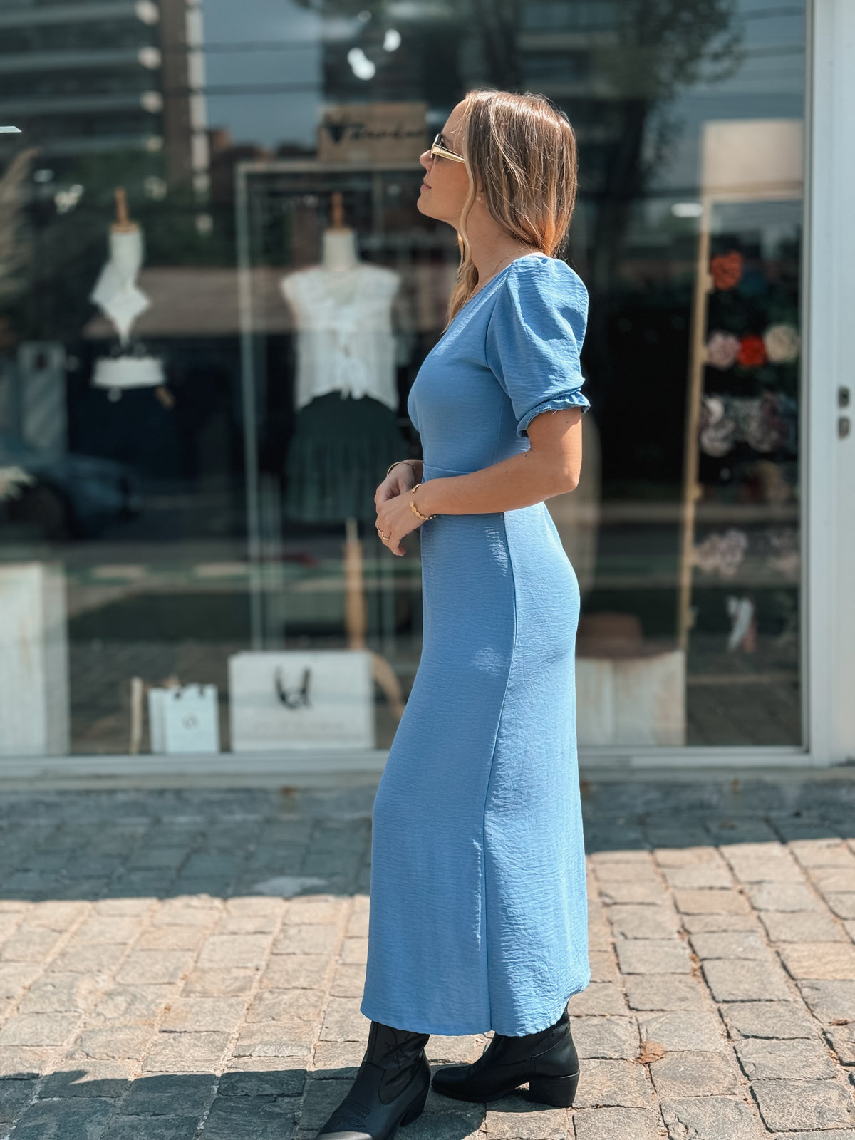 VESTIDO ASIMETRICO AZUL