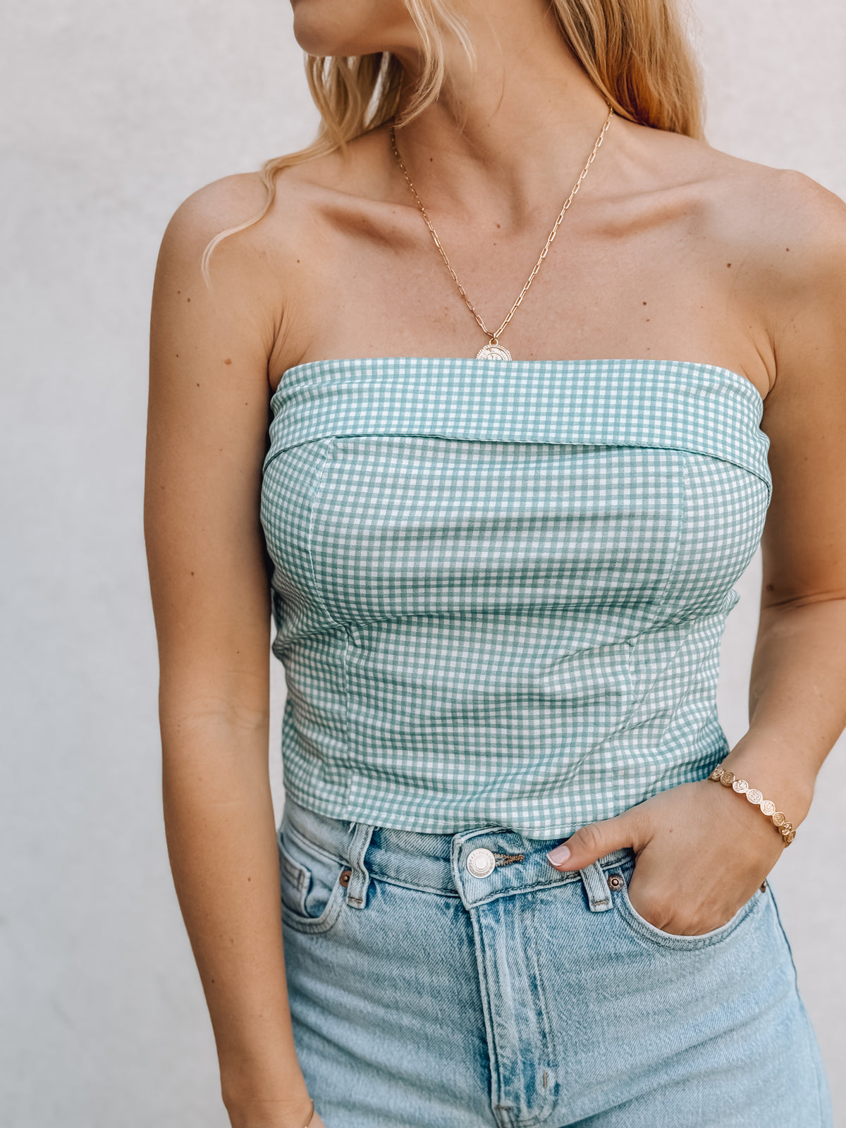 STRAPLESS VICHY VERDE