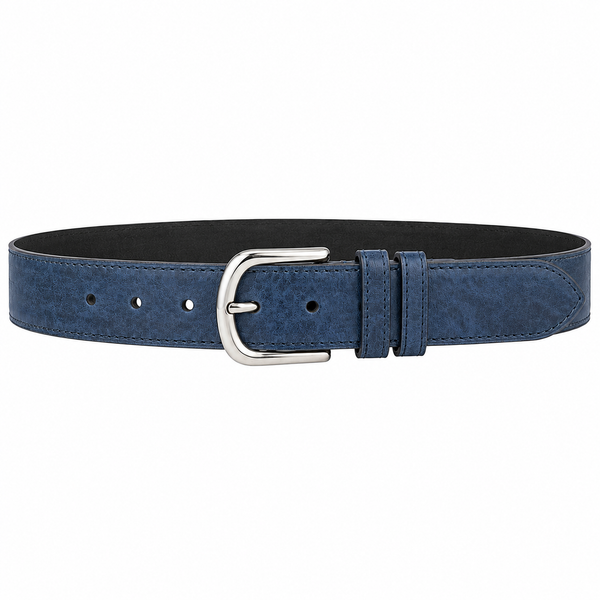 CINTURÓN AZUL CUERO REPTIL HEBILLA PLATEADA