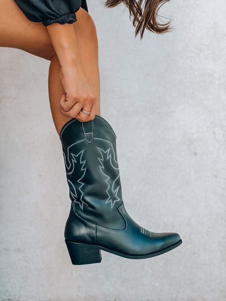 TEXAS BOOTS CUERO BLACK & WHITE