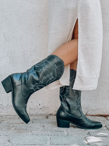 TEXAS BOOTS CUERO BLACK & WHITE